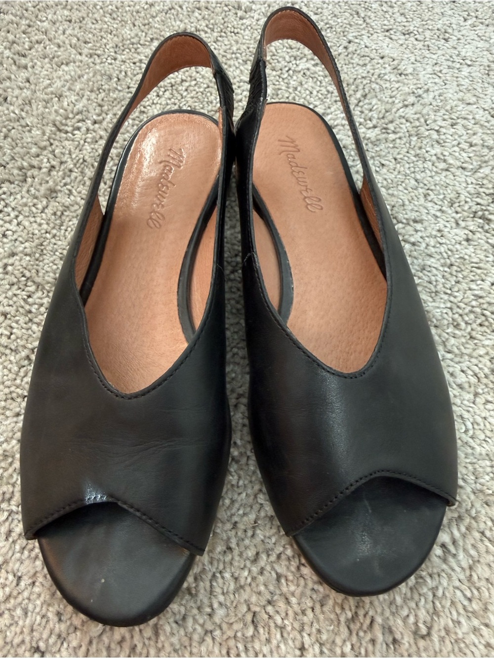 Madewell Black Leather Double-Band Slingback Sandals - Picture 3 of 6